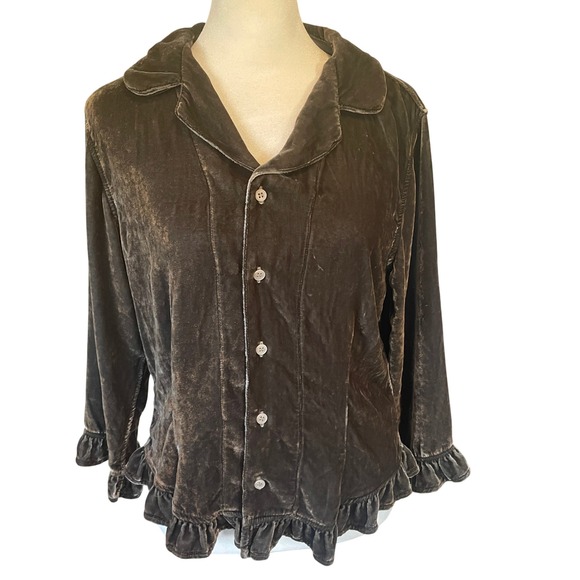 CP Shades Tops - CP Shades x Free People Vintage Y2K Iredescent Boho Velvet Button Up Top Size XS